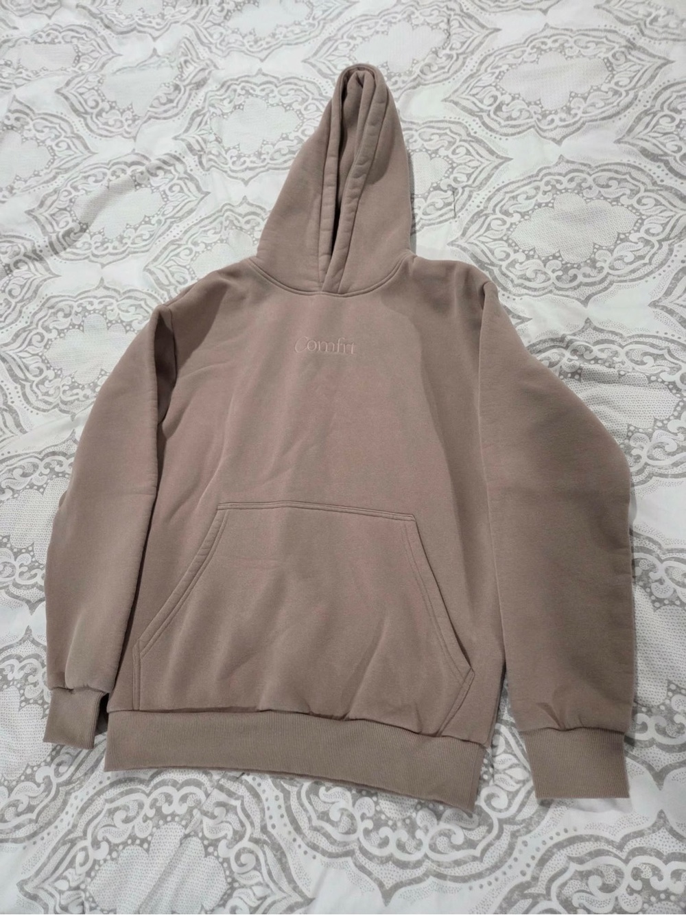 Comfrt Embroidered Taupe Hoodie and pants